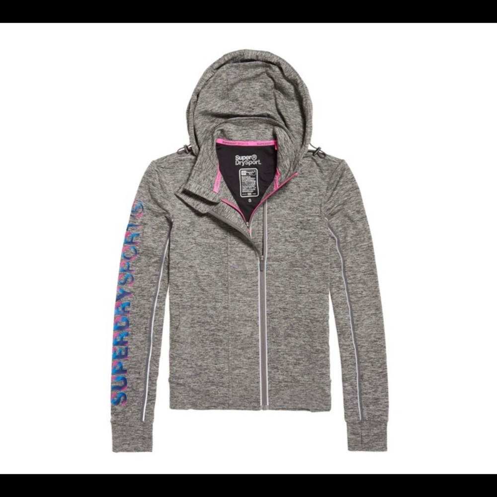 Superdry grey zip up hoodie jacket women’s